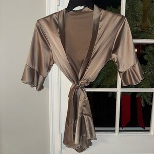 taupe silk romper robe